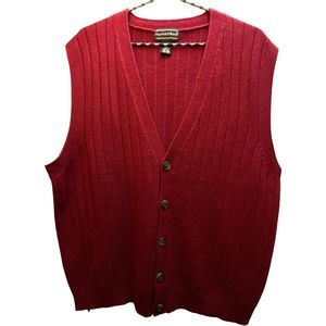 Preswick & Moore mens XL Bergundy Cardigan Sweater Vest